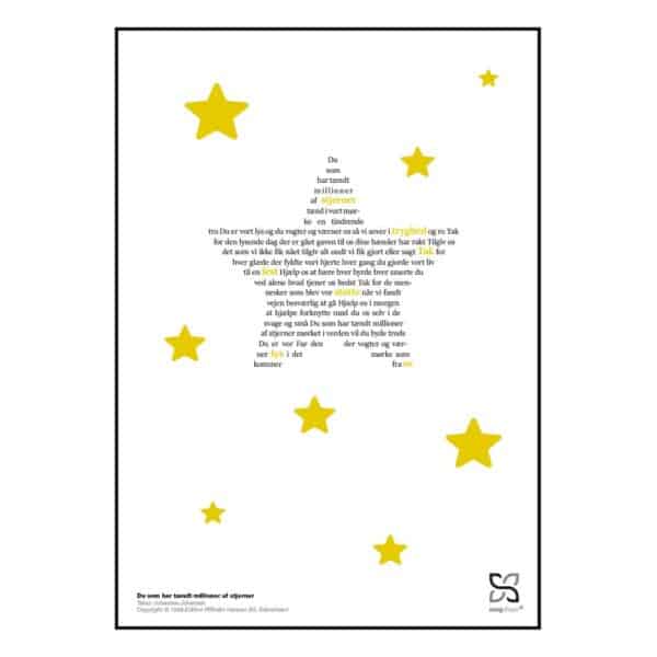 Plakat med teksten til folkevisen “Du som har tændt millioner af stjerner”.