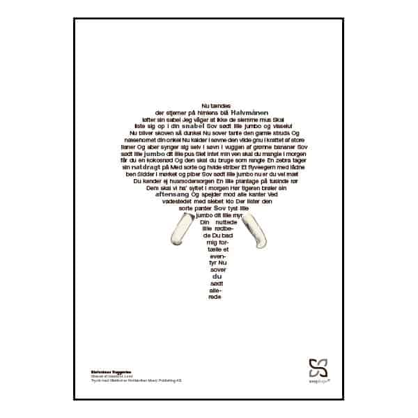 Plakat med sangteksten “Elefantens vuggevise”.