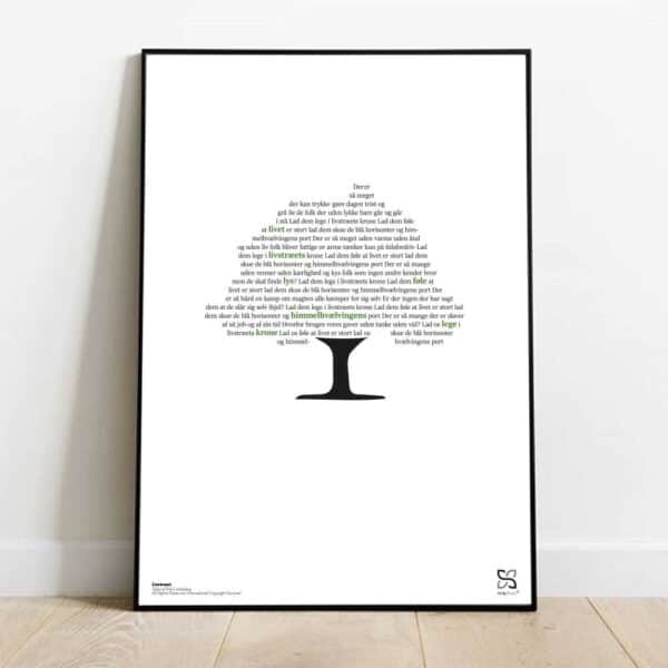 Plakat med teksten til “Livstræet” skrevet af Erik Lindebjerg.