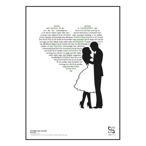 Plakat med sangteksten til Kim Larsens “De smukke unge mennesker”.