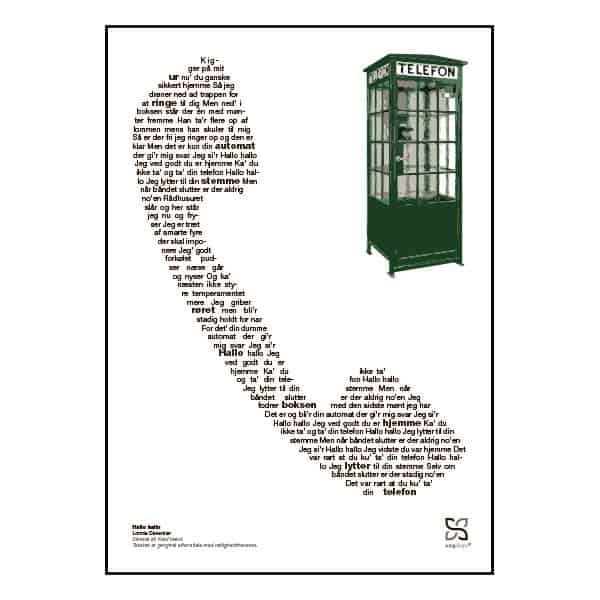Smuk plakat med Lonnie Devantiers melodi grand prix hit "hallo, hallo" opsat i grafisk form, som danner et gammeldags telefonrør.