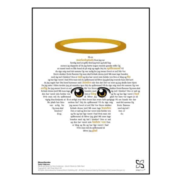 Plakat med sangteksten til "Himmelhunden" af Teddy Edelmann.