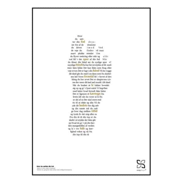 Plakat med teksten til Jens Sejer Andersens “Hvor du sætter din fod”.