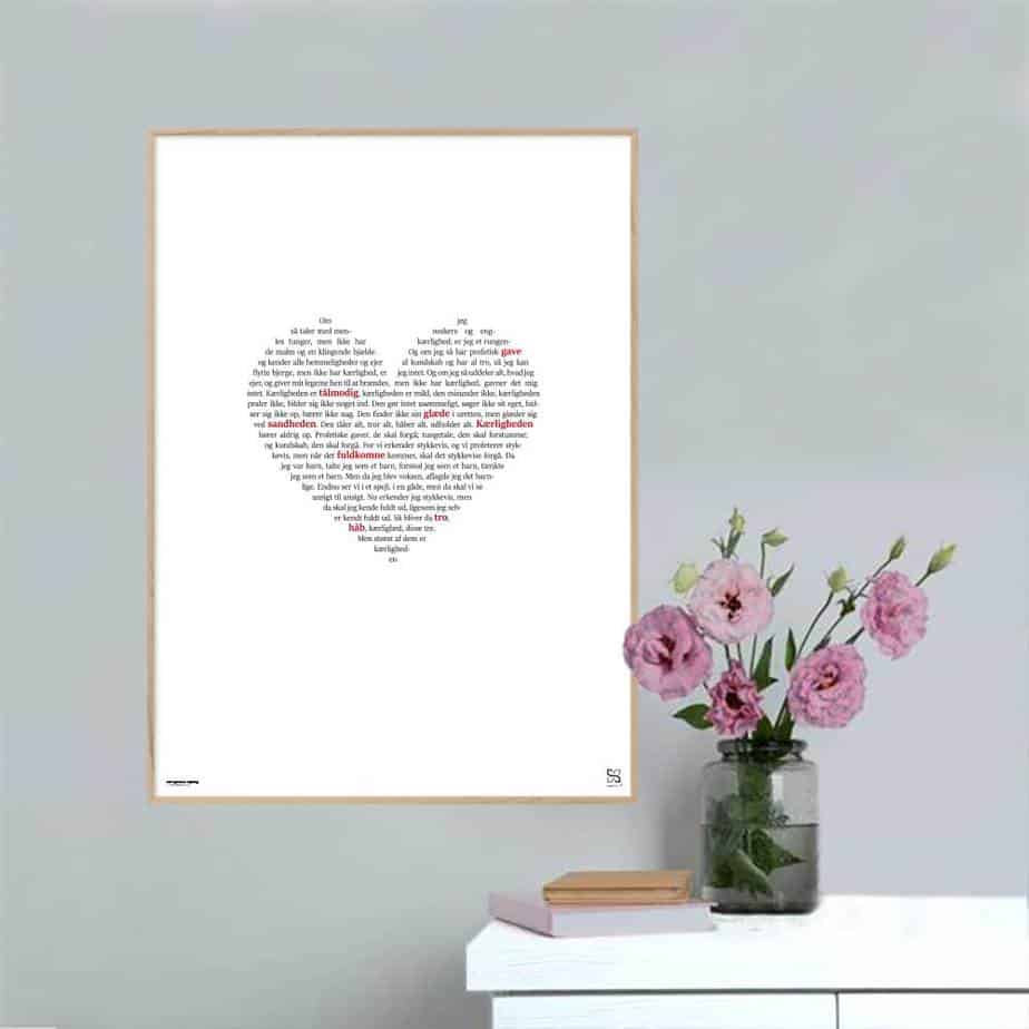 Se Kærlighedens højsang plakat - 21 x 30 cm / Small / lodret hos Songshape