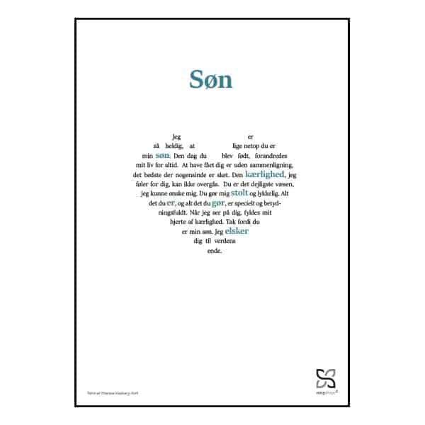 Grafisk plakat med en tekst, der hylder din Søn