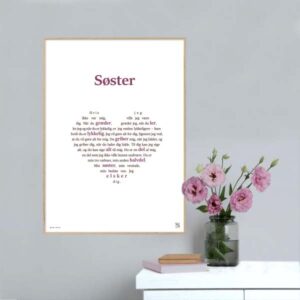 Grafisk plakat med en tekst, der hylder din søster