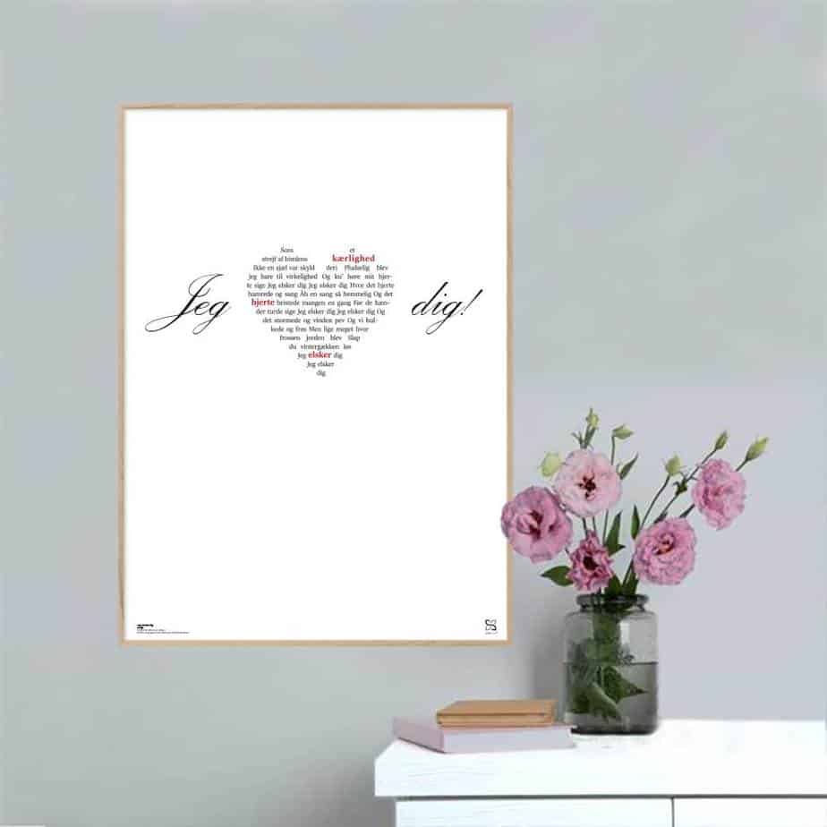Se Jeg elsker dig - Gnags plakat - 30 x 42 cm / Medium / lodret hos Songshape