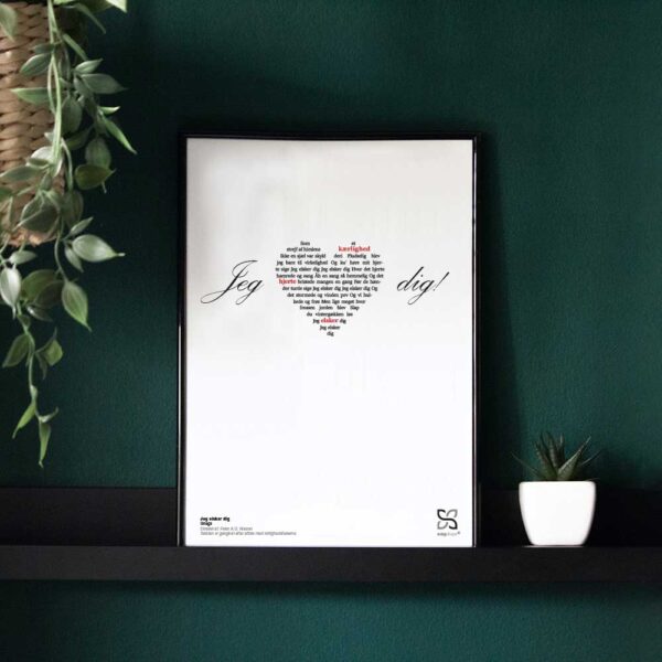 Plakat med sangteksten til Gnags' Jeg elsker dig.
