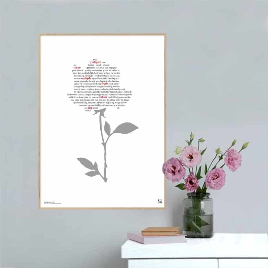 Billede af Den yndigste rose er funden - Songshape plakat - 30 x 42 cm / Medium / lodret