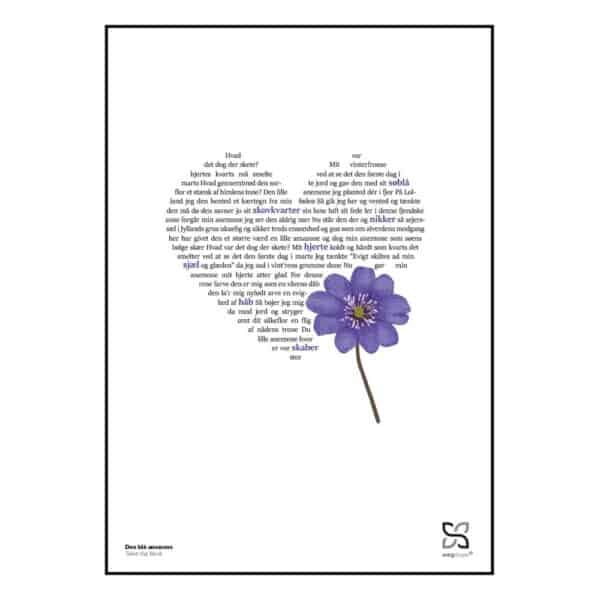 Plakat med teksten til Kaj Munks “Den blå anemone”.