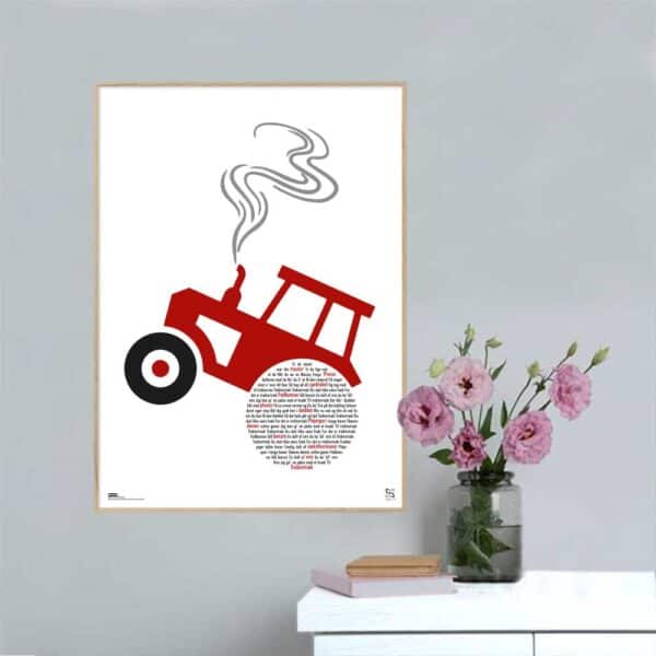 Plakat med teksten til “Traktortræk” af Hedehundene.