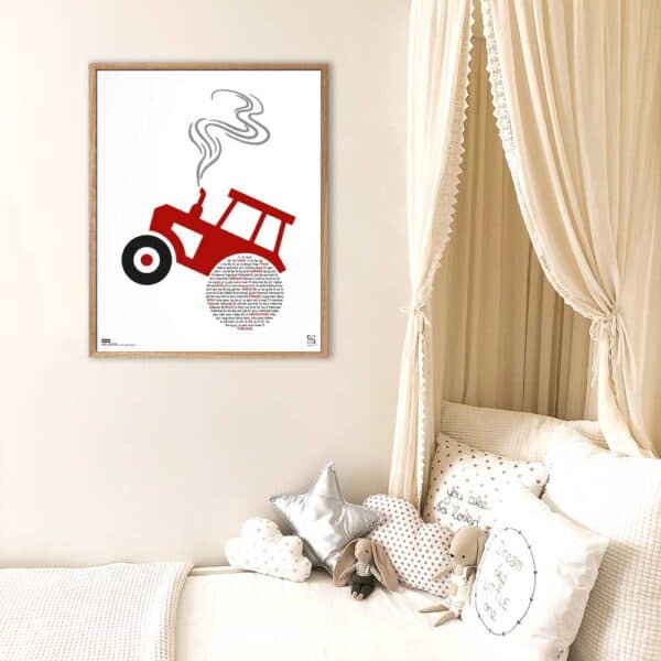 Plakat med teksten til “Traktortræk” af Hedehundene.