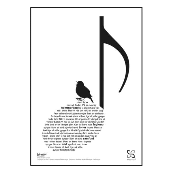Plakat med sangteksten til Kim Larsens “Sød symfoni”.